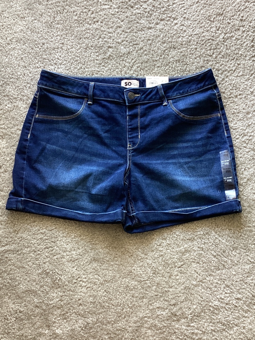 SO Navy Blue Denim Roll-Cuff Junior Size 20 Plus Shorts